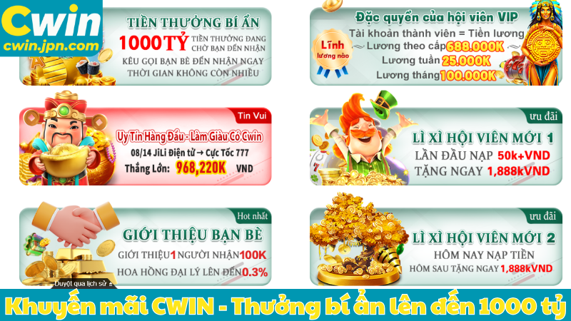 Khuyến mãi CWIN - Thưởng bí ẩn lên đến 1000 tỷ siêu hoành tráng