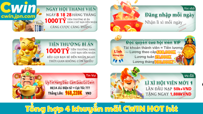 Tổng hợp 4 khuyến mãi CWIN HOT hit tăng nguồn vốn
