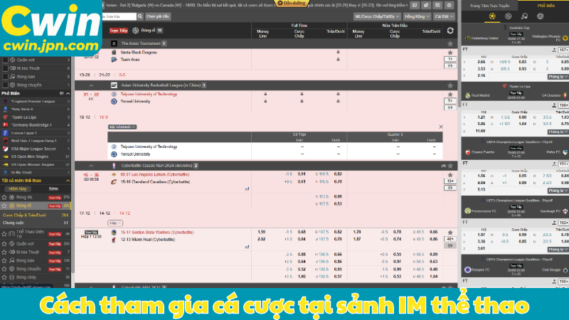 Cách tham gia cá cược tại sảnh IM thể thao