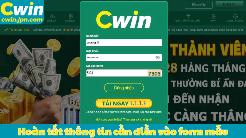 Hoàn tất thông tin cần điền vào form mẫu