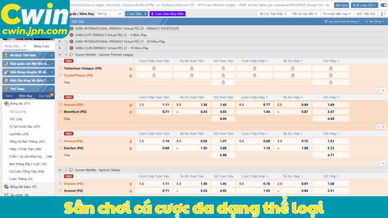 Sân chơi cá cược đa dạng thể loại