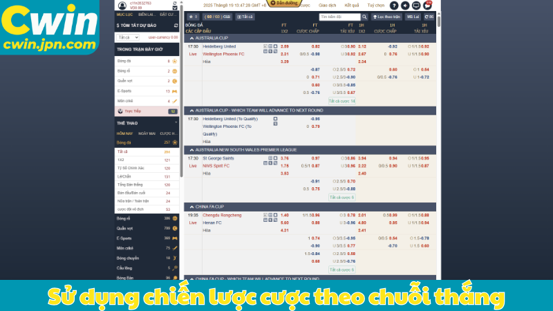 Sử dụng chiến lược cược theo chuỗi thắng