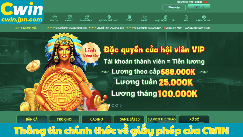 Thông tin chính thức về giấy phép của CWIN